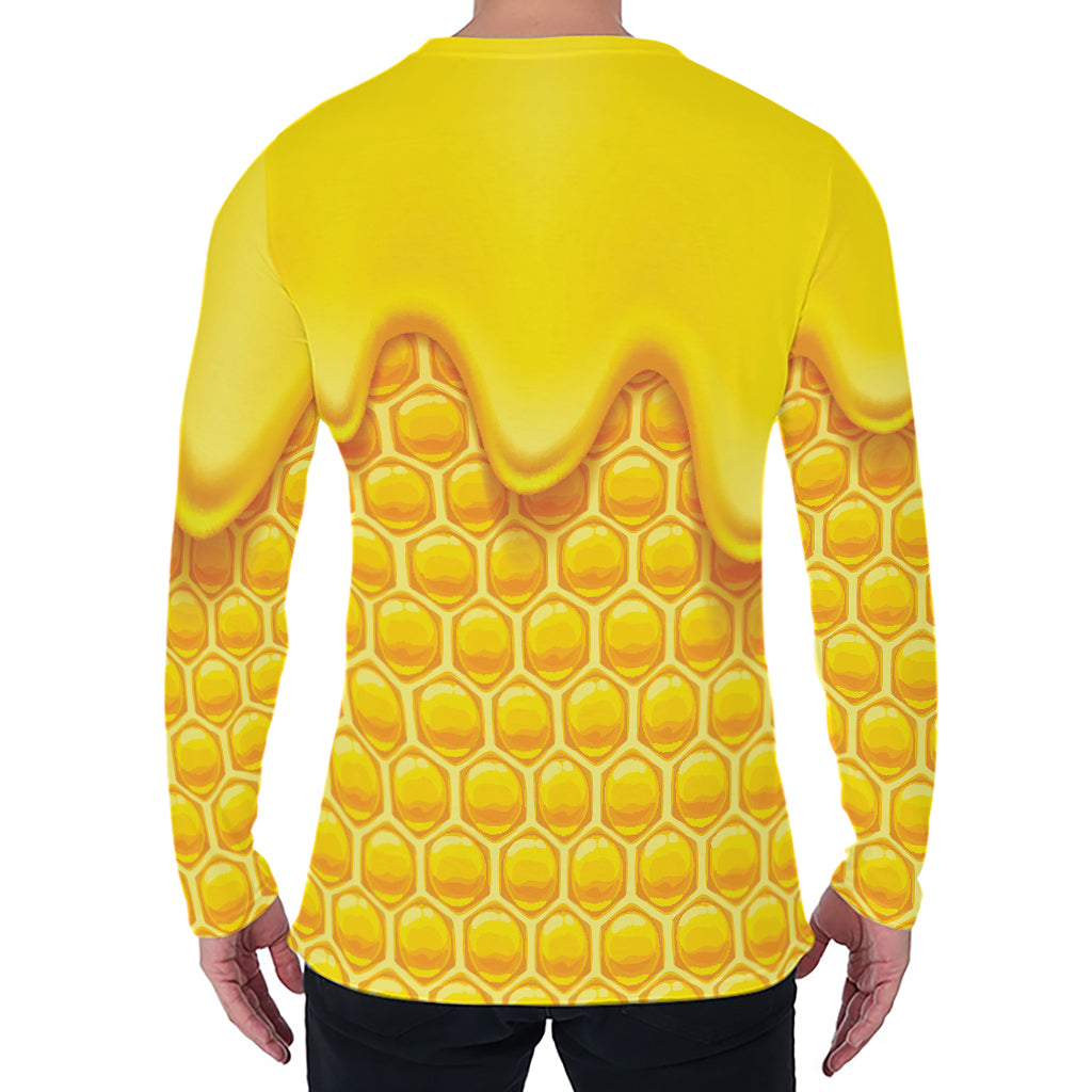 Sweet Honey Honeycomb Print Men's Long Sleeve T-Shirt