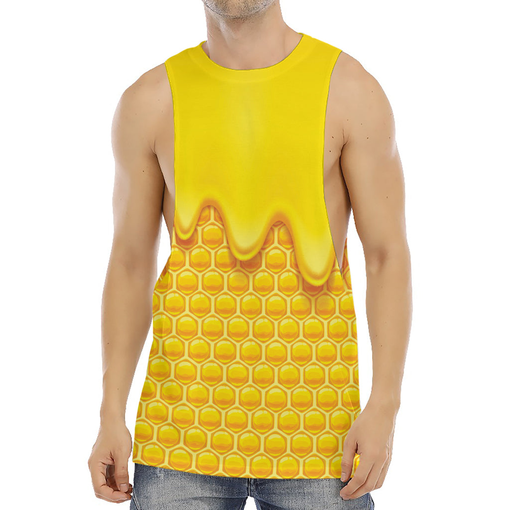 Sweet Honey Honeycomb Print Men's Muscle Tank Top