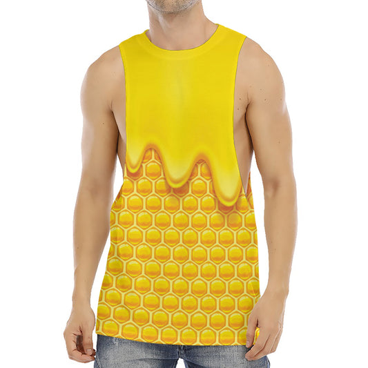 Sweet Honey Honeycomb Print Men's Muscle Tank Top