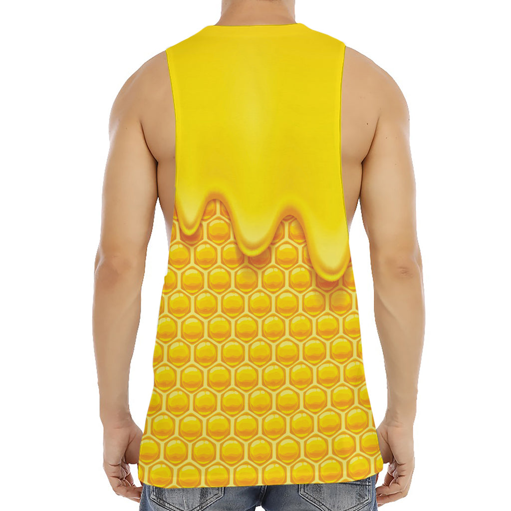 Sweet Honey Honeycomb Print Men's Muscle Tank Top