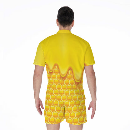Sweet Honey Honeycomb Print Men's Rompers