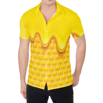 Sweet Honey Honeycomb Print Men's Shirt