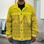 Sweet Honey Honeycomb Print Men's Shirt Jacket