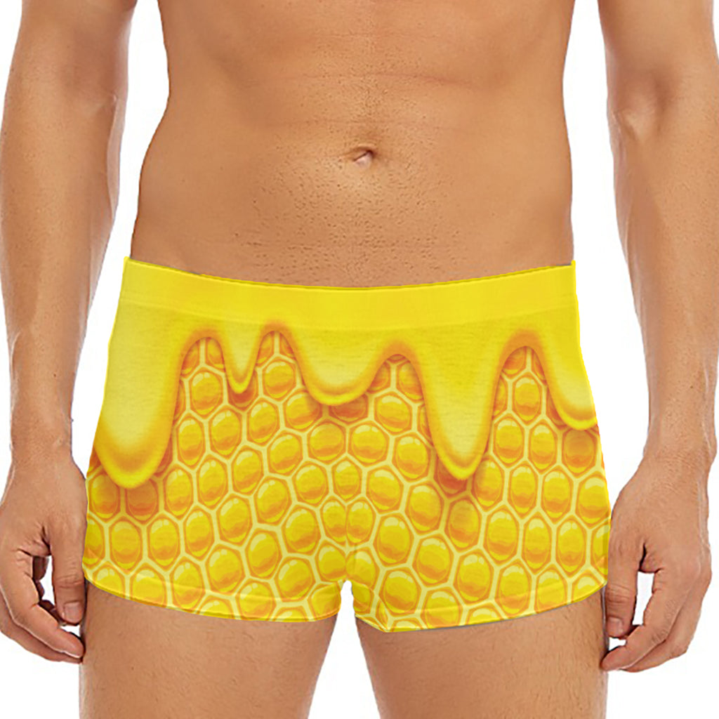 Sweet Honey Honeycomb Print Men's Short Boxer Briefs