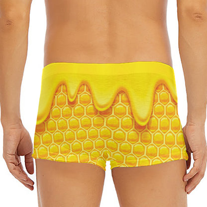 Sweet Honey Honeycomb Print Men's Short Boxer Briefs