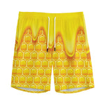 Sweet Honey Honeycomb Print Men's Sports Shorts