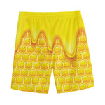 Sweet Honey Honeycomb Print Men's Sports Shorts