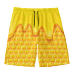 Sweet Honey Honeycomb Print Men's Swim Trunks