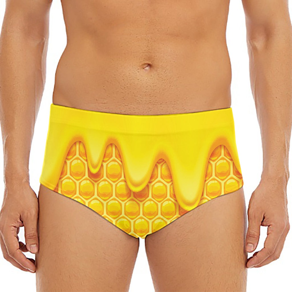 Sweet Honey Honeycomb Print Men's Triangle Swim Briefs