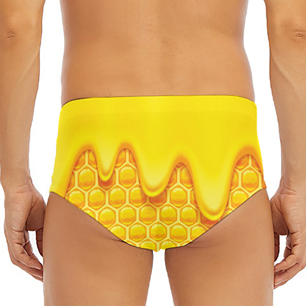 Sweet Honey Honeycomb Print Men's Triangle Swim Briefs