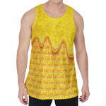 Sweet Honey Honeycomb Print Men's Velvet Tank Top