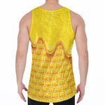 Sweet Honey Honeycomb Print Men's Velvet Tank Top