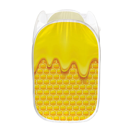 Sweet Honey Honeycomb Print Mesh Laundry Hamper