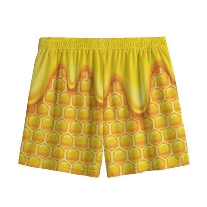 Sweet Honey Honeycomb Print Mesh Shorts
