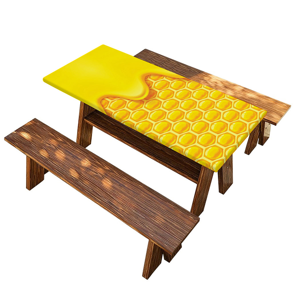 Sweet Honey Honeycomb Print Picnic Table Cover