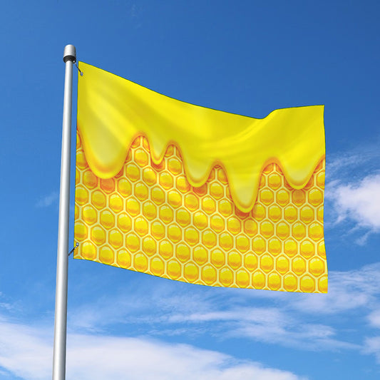 Sweet Honey Honeycomb Print Polyester Flag
