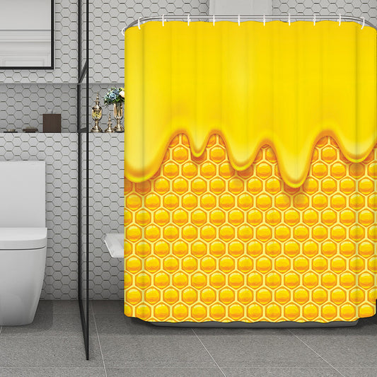 Sweet Honey Honeycomb Print Polyester Shower Curtain