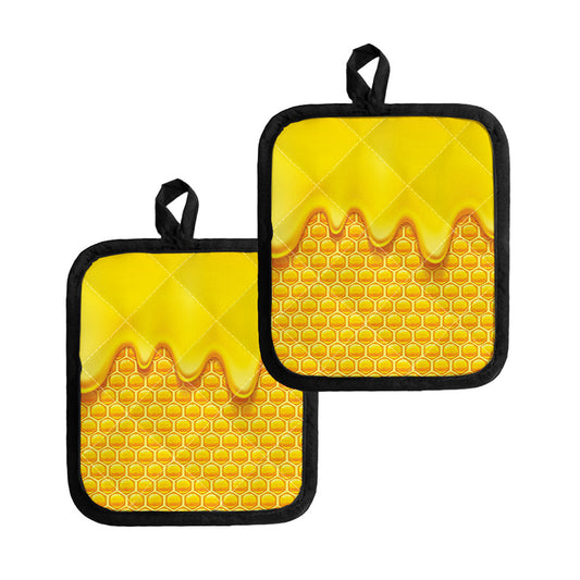 Sweet Honey Honeycomb Print Pot Holders