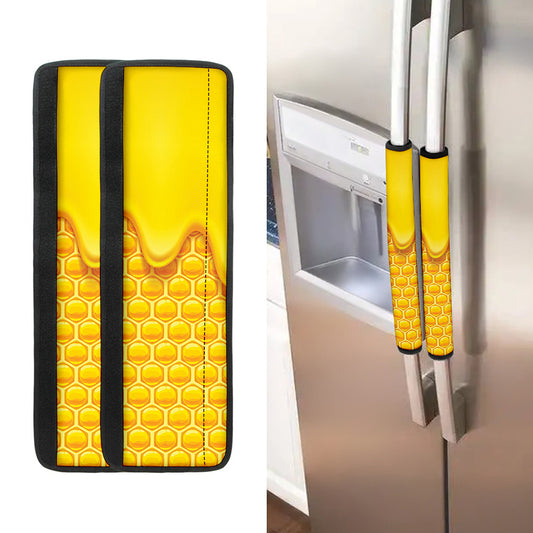 Sweet Honey Honeycomb Print Refrigerator Handle Covers