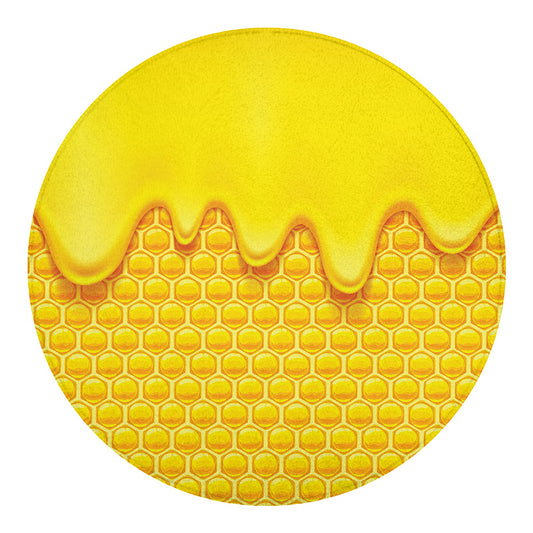 Sweet Honey Honeycomb Print Round Blanket