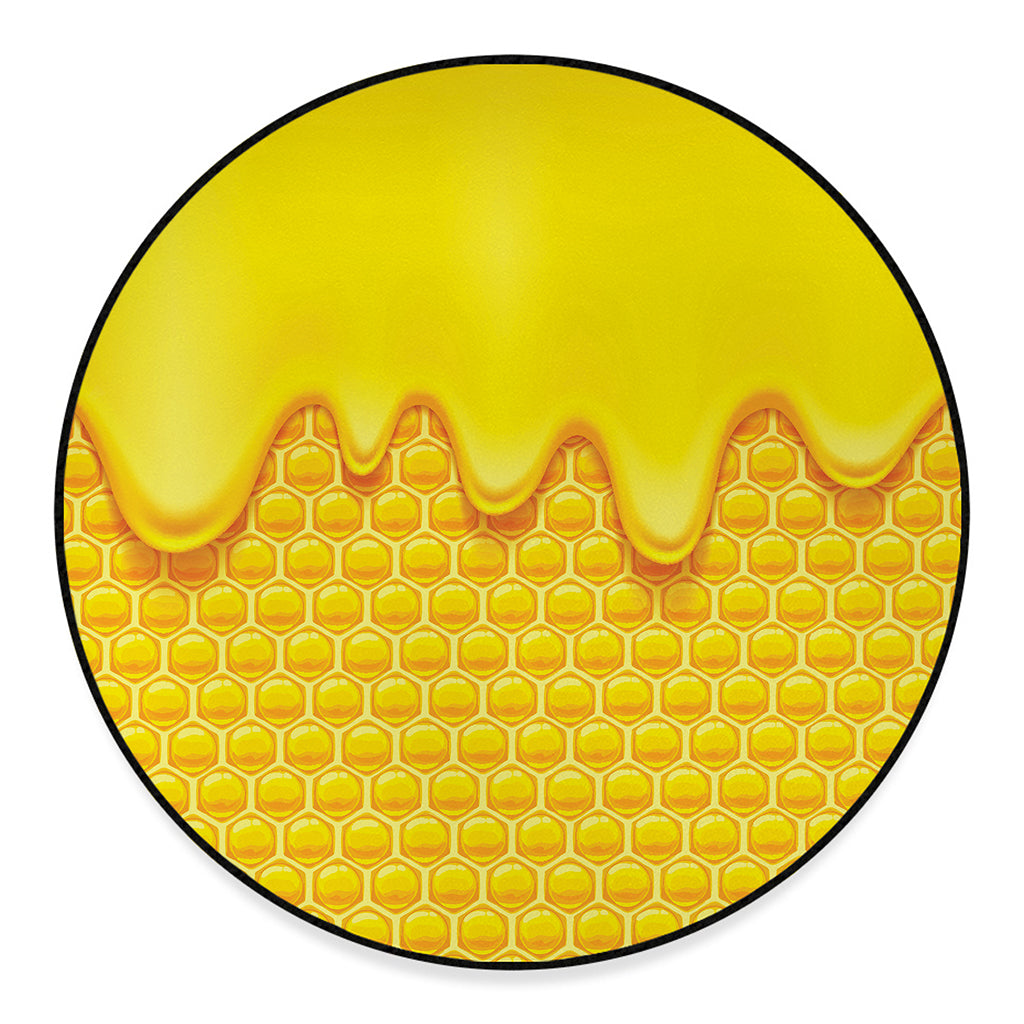 Sweet Honey Honeycomb Print Round Floor Mat