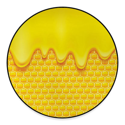 Sweet Honey Honeycomb Print Round Floor Mat