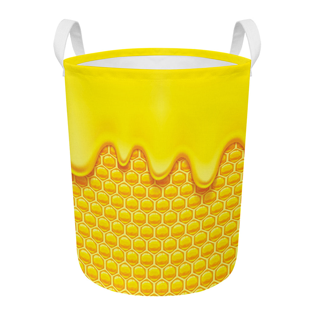 Sweet Honey Honeycomb Print Round Laundry Basket
