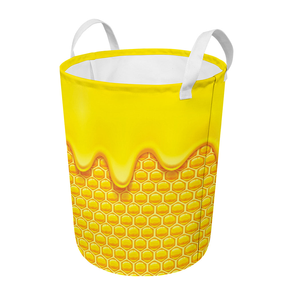 Sweet Honey Honeycomb Print Round Laundry Basket