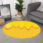 Sweet Honey Honeycomb Print Round Rug