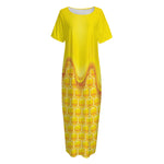 Sweet Honey Honeycomb Print Short Sleeve Long Nightdress