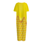 Sweet Honey Honeycomb Print Short Sleeve Long Nightdress