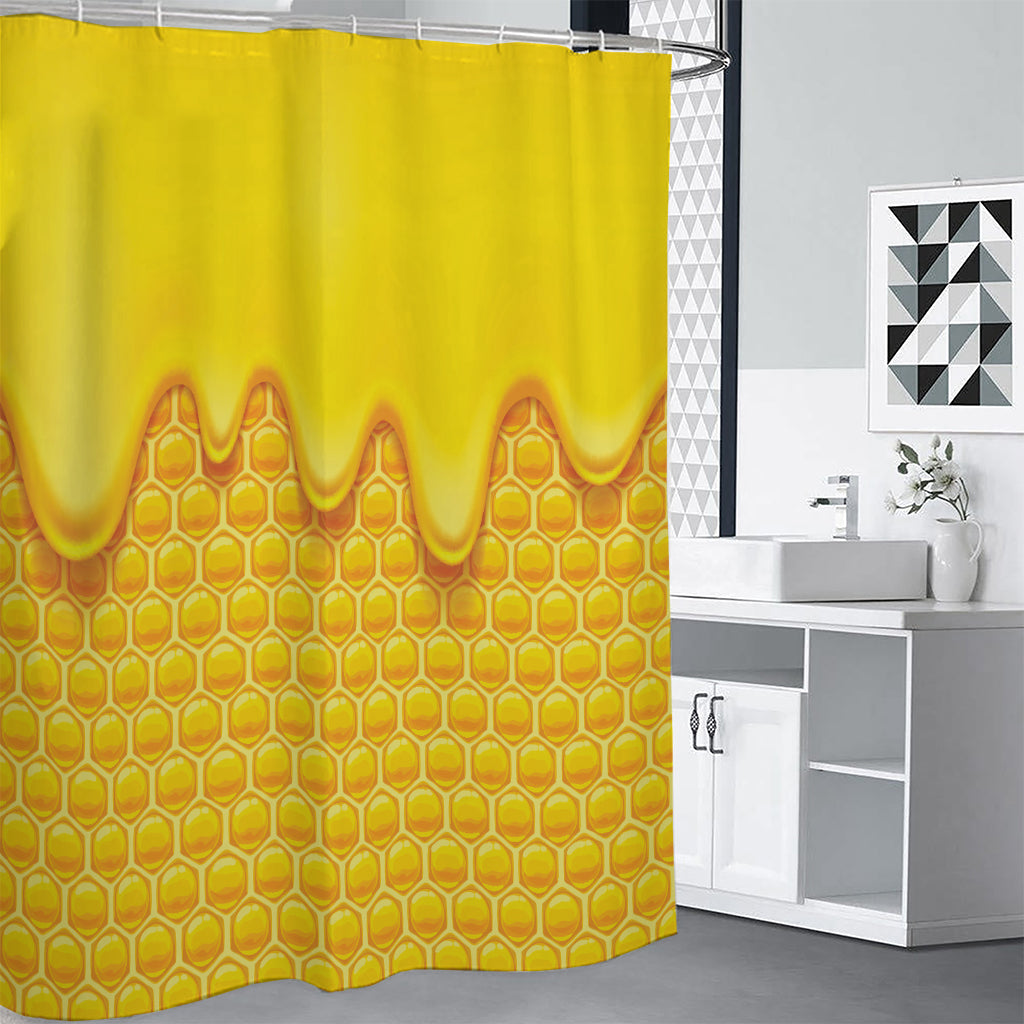 Sweet Honey Honeycomb Print Shower Curtain