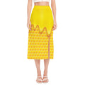 Sweet Honey Honeycomb Print Side Slit Midi Skirt