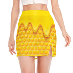 Sweet Honey Honeycomb Print Side Slit Mini Skirt