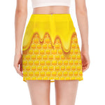 Sweet Honey Honeycomb Print Side Slit Mini Skirt