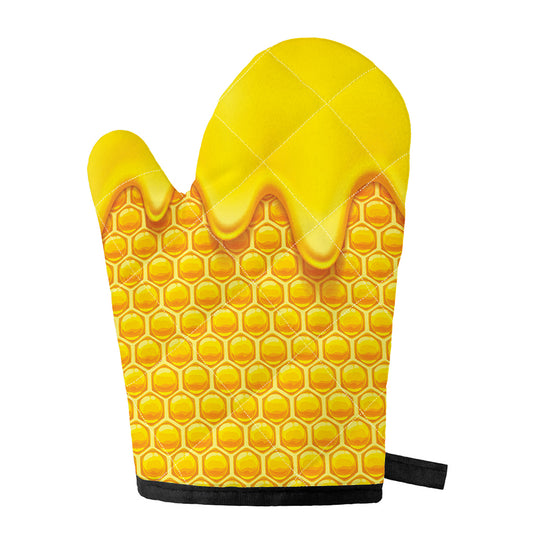 Sweet Honey Honeycomb Print Single Oven Mitt