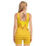 Sweet Honey Honeycomb Print Sleeveless One Piece Swimsuit