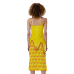 Sweet Honey Honeycomb Print Slim Fit Midi Cami Dress