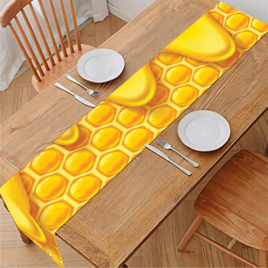 Sweet Honey Honeycomb Print Table Runner