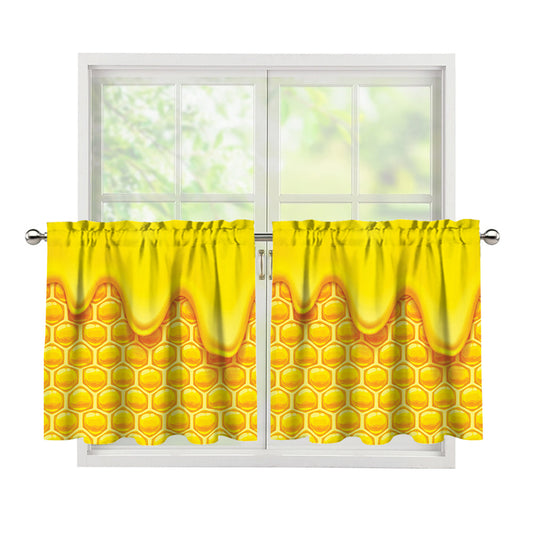 Sweet Honey Honeycomb Print Tier Curtains