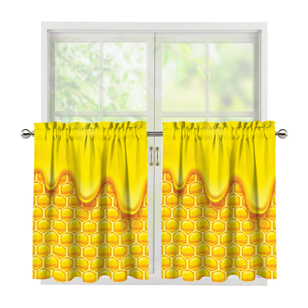 Sweet Honey Honeycomb Print Tier Curtains