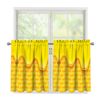Sweet Honey Honeycomb Print Tier Curtains