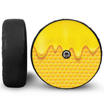 Sweet Honey Honeycomb Print Tire Cover With Camera Hole