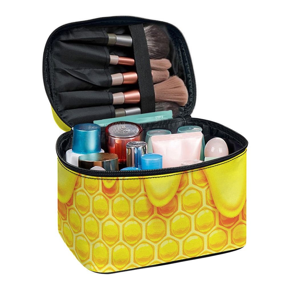 Sweet Honey Honeycomb Print Travel Makeup Bag