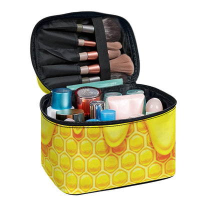 Sweet Honey Honeycomb Print Travel Makeup Bag