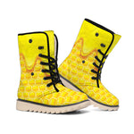 Sweet Honey Honeycomb Print Winter Boots