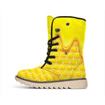 Sweet Honey Honeycomb Print Winter Boots