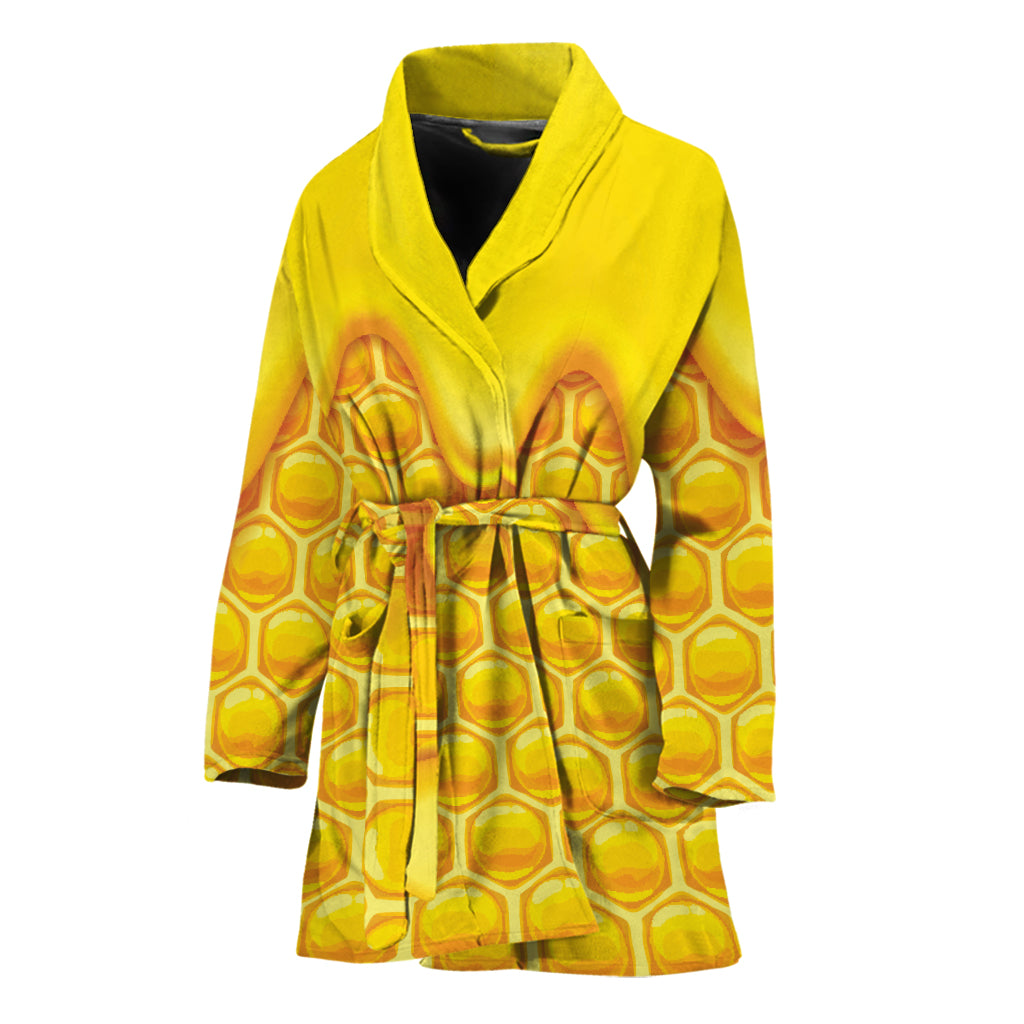 Sweet Honey Honeycomb Print Women's Bathrobe