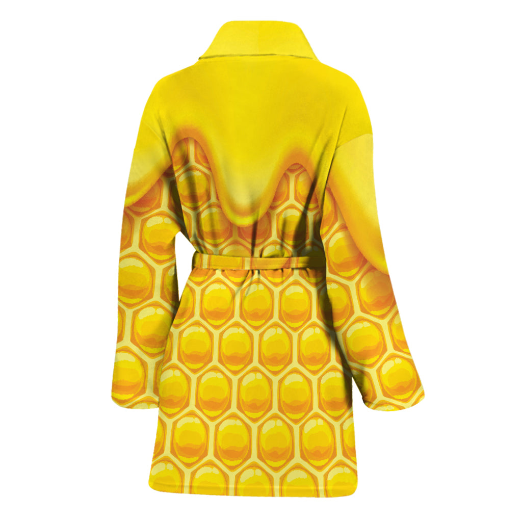 Sweet Honey Honeycomb Print Women's Bathrobe
