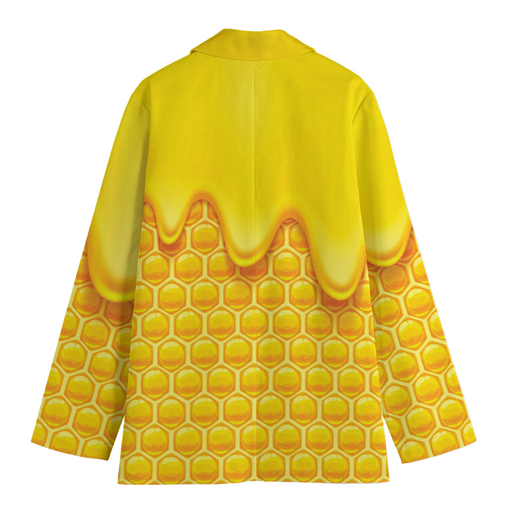Sweet Honey Honeycomb Print Women's Cotton Blazer